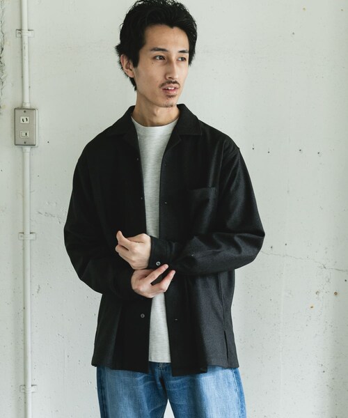 URBAN RESEARCH DOORS(アーバンリサーチドアーズ)の「ジャージメルトンオープンカラーシャツ(シャツ/ブラウス・メンズ・BLUE NAVY/CHARCOAL・M/L)」の5枚目の写真