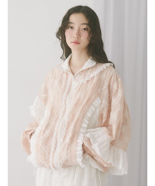 merry jenny（メリージェニー）の「flower frill laceブルゾン（ブルゾン・レディース・オフホワイト/ブラック/ピンク・F）」の10枚目の写真