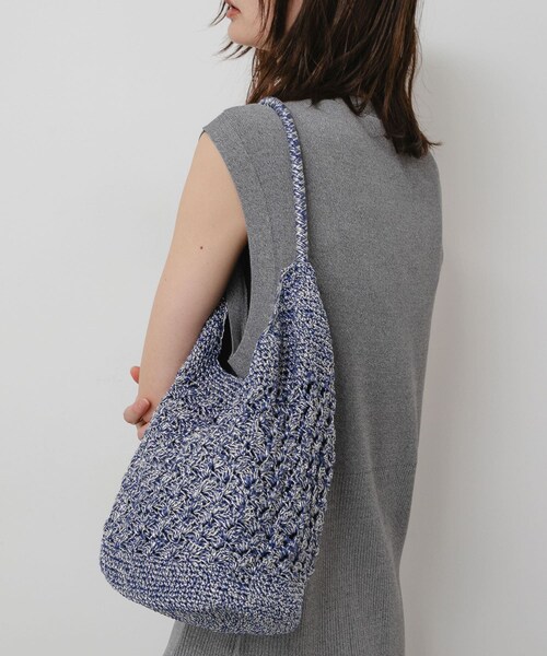 SENSE OF PLACE by URBAN RESEARCH(センスオブプレイスバイアーバンリサーチ)の「メタリックヤーンバッグ(かごバッグ・レディース・SILVER/NAVY/BROWN/MIX・One)」の2枚目の写真