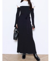 MERCURYDUO | 【渡辺美優紀コラボ】カットアウト配色ニットワンピース(ワンピース)