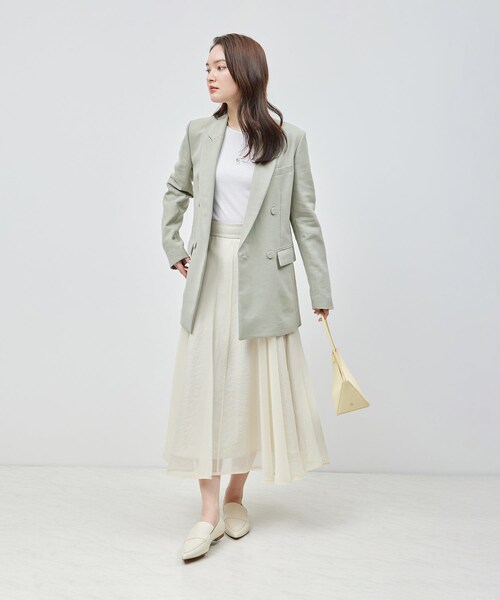 ROPE'（ロペ）の「ヘビーリネン ダブルジャケット（テーラードジャケット・レディース・グリーン系/ネイビー/キナリ・36/38）」の13枚目の写真