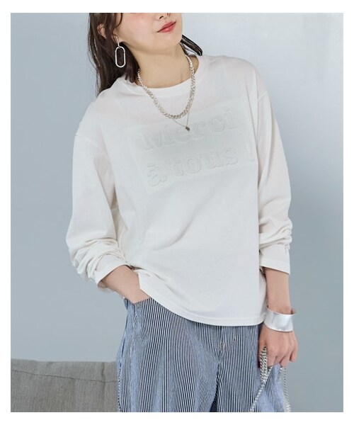 nissen（ニッセン）の「大きいサイズ フロントロゴエンボス加工Tシャツ（Tシャツ/カットソー・レディース・オフホワイト/スミクロ/ダークピンク・L/LL/3L/4L/5L/6L/8L/10L）」の21枚目の写真
