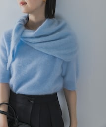 URBAN RESEARCH ROSSO WOMEN | ストール付ハーフスリーブファーニット(ニット/セーター)