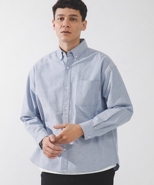 URBAN RESEARCH Sonny Label（アーバンリサーチサニーレーベル）の「抗菌オックスボタンダウンオーバーシャツ（シャツ/ブラウス・メンズ・オフ/サックス/オフストライプ・M/L/XL）」の3枚目の写真