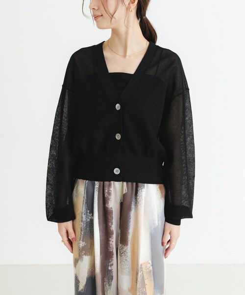 URBAN RESEARCH（アーバンリサーチ）の「new basic　リネン混スポンディッシュニットカーディガン（カーディガン/ボレロ・レディース・GRAY/LIME/BLACK・FREE）」の13枚目の写真