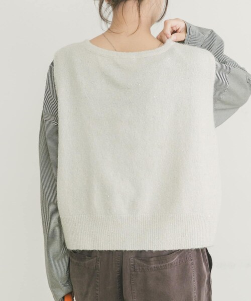 ITEMS URBANRESEARCH(アイテムズ アーバンリサーチ)の「スパンコールVネックニットベスト(ニット/セーター・レディース・BRN/WHT/BLK・FREE)」の6枚目の写真