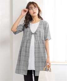 nissen | 大きいサイズ　綿１００％５分袖涼やか重ね着風チュニックブラウス(チュニック)