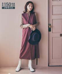 nissen | 小さいサイズ　キーネックジャンパースカート　低身長さん・小柄女性(ワンピース)