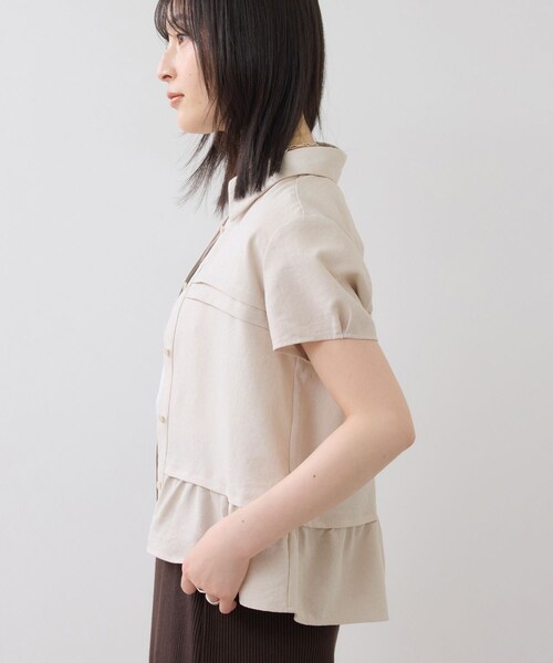 VIS（ビス）の「美easyリネンライクシャツブラウス/接触冷感・セットアップ対応（シャツ/ブラウス・レディース・キナリ/ネイビー/サックス・F）」の7枚目の写真