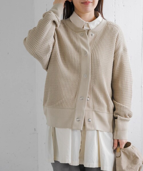 URBAN RESEARCH DOORS(アーバンリサーチドアーズ)の「FORK&SPOON ワッフルカーディガン(カーディガン/ボレロ・レディース・NAVY/BEIGE/MINT・1)」の5枚目の写真