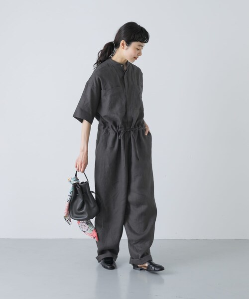 かぐれ（カグレ）の「リネンハーフスリーブオールインワン（つなぎ/オールインワン・レディース・BLACK/CHARCOAL・Free）」の18枚目の写真