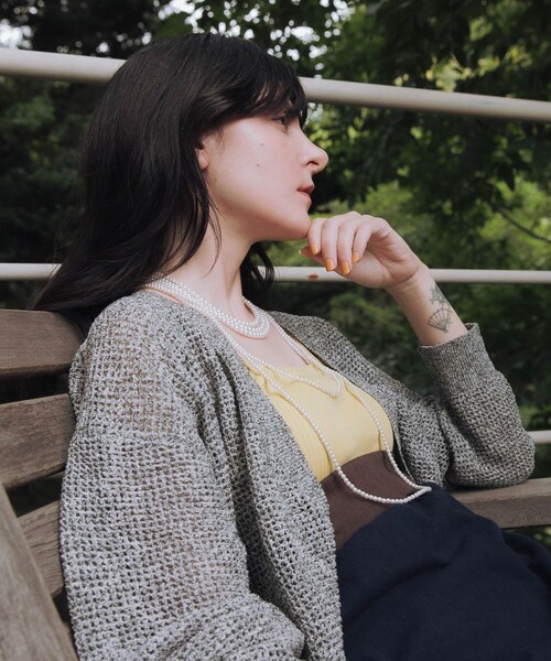 URBAN RESEARCH（アーバンリサーチ）の「ブークレメッシュニットカーディガン（カーディガン/ボレロ・レディース・M.BLACK/OFF/BLACK・FREE）」の22枚目の写真