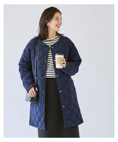 nissen（ニッセン）の「大きいサイズ 伸びるキルティングアウター（はっ水）（ジャケット/アウター・レディース・キャメル/黒/ネイビー/ターコイズブルー・L/LL/3L/4L/5L/6L/8L/10L）」の7枚目の写真