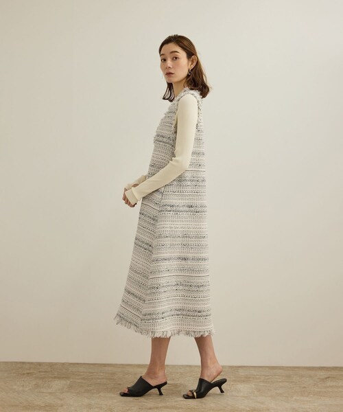 ROPE'（ロペ）の「【GIOLICA（ジオリカ）】別注TWEED V OP（ワンピース）（ワンピース・レディース・ホワイト/ブルー・36/38）」の7枚目の写真