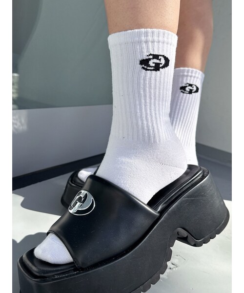 GYDA（ジェイダ）の「GD SOX（ソックス/靴下・レディース・オフホワイト/ブラック/ライム・F）」の2枚目の写真