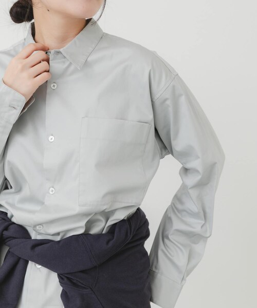 EKAL(エカル)の「cotton crispシャツ(シャツ/ブラウス・レディース・ストライプ/イエロー/グレー・One)」の7枚目の写真