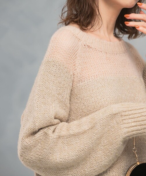 URBAN RESEARCH ROSSO（アーバンリサーチロッソ）の「『WEB限定』ドッキングラメニット（ニット/セーター・レディース・NAVY/PINK/BEIGE・FREE）」の10枚目の写真