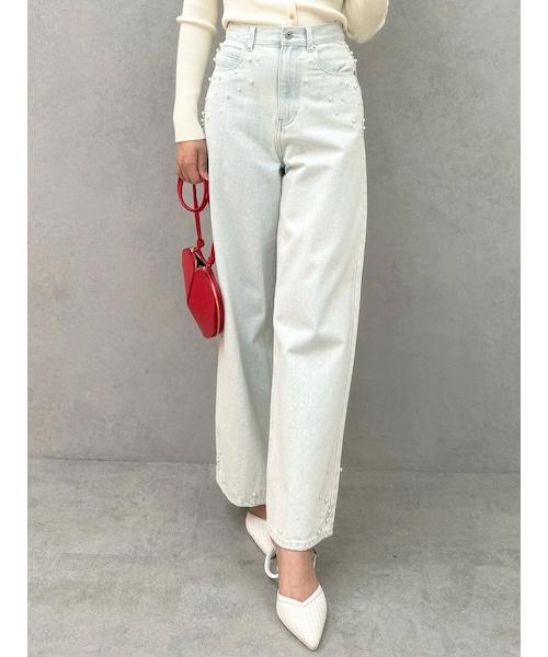 MERCURYDUO（マーキュリーデュオ）の「パールデニムパンツ（デニムパンツ・レディース・ピンク/ブルー/アイスブルー・S/M）」の4枚目の写真