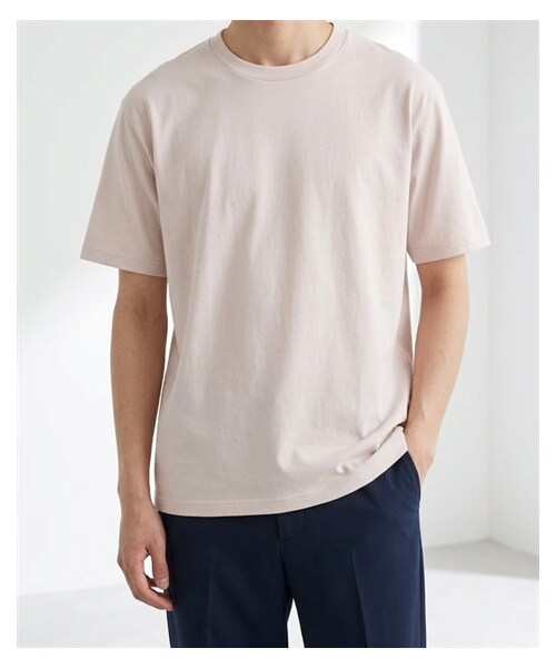 nissen（ニッセン）の「綿１００％無地クルーネック半袖Ｔシャツ（Tシャツ/カットソー・メンズ・ホワイト/デニム/チャコール/オートミール/ネイビー/ライトピンク/ライトパープル/シーブルー/ロイヤルブルー/フォレスト/アクア/ライトイエロー/オレンジ/レッド/バーガンディ/ブラック/ライトベージュ/サンドカーキ/キャメル/ダークブラウン/ダスティピンク/ダスティブルー/アーミーグリーン/セメント/サファリ/モスグレー/アシッドブルー・S/M/L/XL/XXL/XXXL/4XL/XXXXL/5XL）」の5枚目の写真