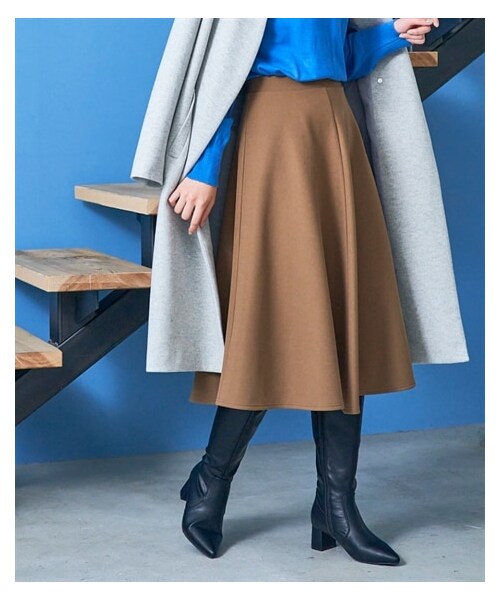 nissen（ニッセン）の「＜大きいサイズ＞ あったか裏起毛カットジョーゼットフレアスカート（ゆったりヒップ）■大人の落ち感シリーズ■（スカート・レディース・黒/ローズピンク/キャメルベージュ/アズールブルー/チャコール・L/LL/3L/4L/5L/6L/8L/10L）」の10枚目の写真