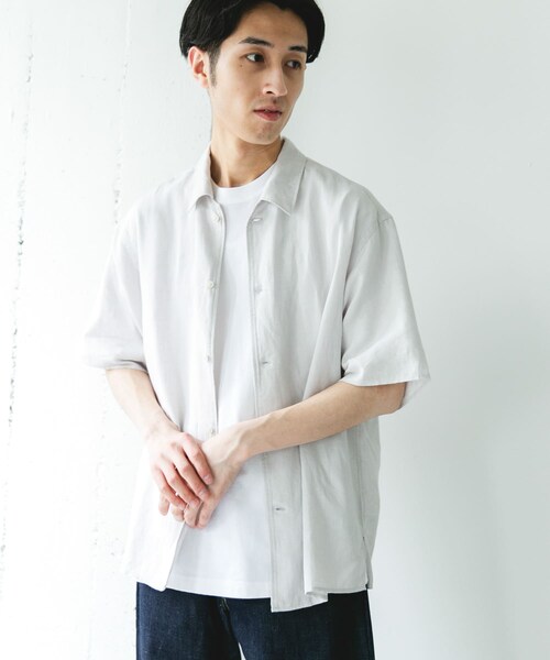 URBAN RESEARCH DOORS(アーバンリサーチドアーズ)の「カバーリングリネン キャンプカラーシャツ(シャツ/ブラウス・メンズ・L.GRAY/DARK NAVY/OLV CHECK・M/L)」の7枚目の写真