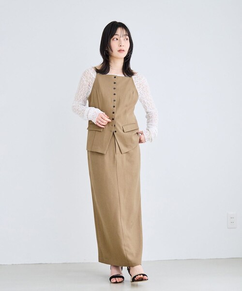 VIS(ビス)の「サマーツィードボタンアップキャミトップス/セットアップ対応(キャミソール・レディース・チャコール/オフホワイト/ベージュ系・F)」の20枚目の写真