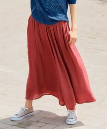 nissen | 大きいサイズスラブ素材ふわっと軽やかスカート見えワイドパンツ（ゆったりヒップ）(パンツ)