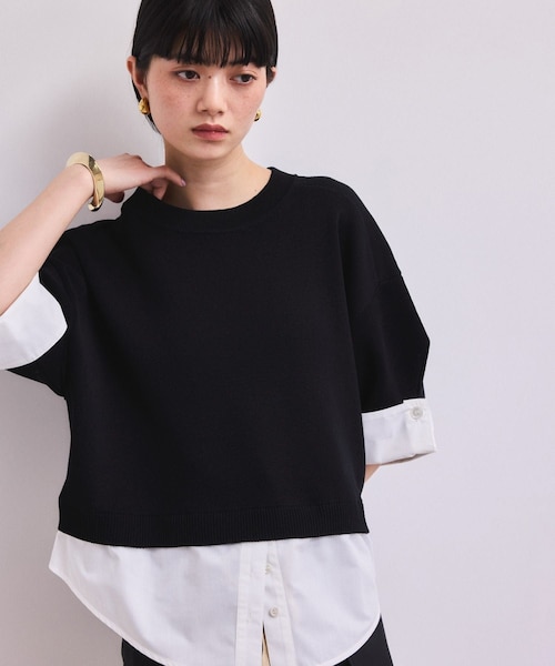 ADAM ET ROPE'(アダムエロペ)の「【WEB限定】シャツコンビニットプルオーバー(ニット/セーター・レディース・ブラック/グレー/ダークブラウン・F)」の14枚目の写真