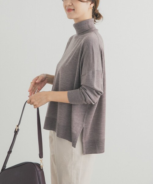 URBAN RESEARCH DOORS（アーバンリサーチドアーズ）の「ウォッシャブルウールタートルネックワイドプルオーバー（ニット/セーター・レディース・杢MOCHA/RED/GREEN/BROWN・M）」の20枚目の写真