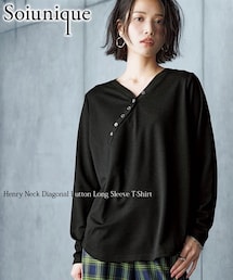 nissen | ヘンリーネック斜めボタン長袖Tシャツ ［Soiunique］(Tシャツ/カットソー)