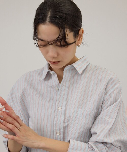 ADAM ET ROPE'(アダムエロペ)の「【INDIVIDUALIZED SHIRTS for SALON】別注ストライプシャツ L.BLUE BASE ORANGE ST(シャツ/ブラウス・レディース・ブルー系・F)」の16枚目の写真