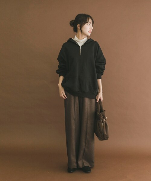 ITEMS URBANRESEARCH(アイテムズ アーバンリサーチ)の「ハイヒートコットンハーフジップスウェット(パーカー・レディース・BEG/GRY/BLK・Free)」の7枚目の写真