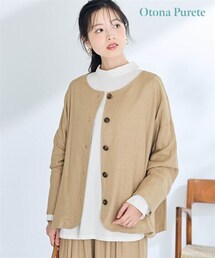 SMILE LAND | ＜大きいサイズ＞２WAY麻混ジャケット【Otona Purete】(ノーカラージャケット)