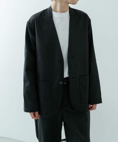 ITEMS URBANRESEARCH（アイテムズ アーバンリサーチ）の「『セットアップ対応』マシンウォッシャブルピケノーラペルジャケット（テーラードジャケット・メンズ・BLK/KHK/NVY・M/L）」の8枚目の写真
