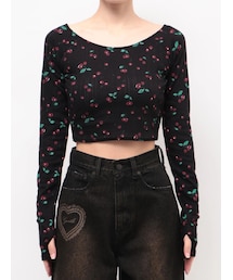 EMODA | アイレットレイヤードキャミソールクロップドロンT(Tシャツ/カットソー)