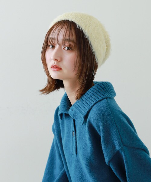 SENSE OF PLACE by URBAN RESEARCH(センスオブプレイスバイアーバンリサーチ)の「『別注』さらさ×SENSE OF PLACE シャギービーニー(ニットキャップ/ビーニー・レディース・OFF WHITE/GRAY・one)」の6枚目の写真