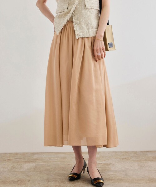 ROPE'（ロペ）の「【洗える】コットンシルクスカート（スカート・レディース・ブラック/ベージュ/ターコイズ・F）」の2枚目の写真