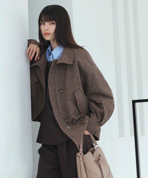 VIS（ビス）の「ドロストペプラムブルゾン（ブルゾン・レディース・グレー/ブラウン系・F）」の5枚目の写真