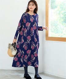 nissen | 大きいサイズ　【BARNDOORコラボ】裏起毛カットソーロング丈ワンピース(ワンピース)