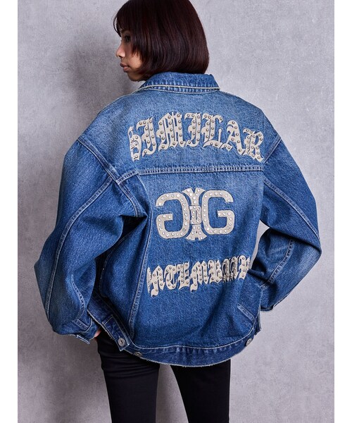 GYDA(ジェイダ)の「Symmetry GYDA bijou BIGデニムGジャン(デニムジャケット・レディース・オフホワイト/ブルー/アイスブルー・F)」の22枚目の写真