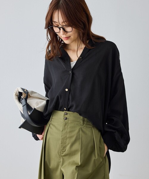 ROPE' PICNIC(ロペピクニック)の「布帛シアーカーディガンブラウス(シャツ/ブラウス・レディース・ブラック/キナリ/ベージュ・F)」の11枚目の写真