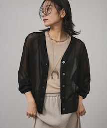 ブライトラメVネックシアーカーディガン［一部WEB限定カラー・手洗い可能］