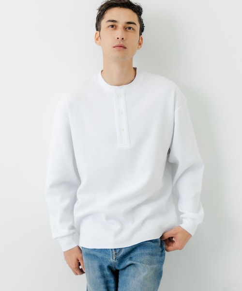 URBAN RESEARCH（アーバンリサーチ）の「『UR TECH』度詰めワッフルヘンリーロングスリーブ（Tシャツ/カットソー・メンズ・WHITE/OATMEAL/GRAY H/BLACK・M/L）」の10枚目の写真