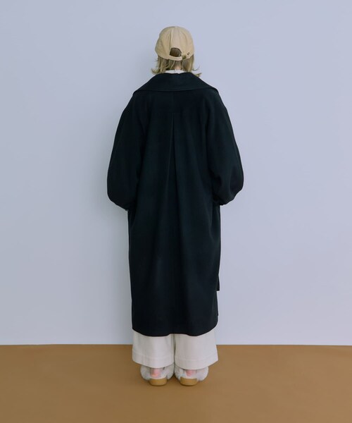 THE GOODLAND MARKET（ザグッドランドマーケット）の「cwtch　WOOL LONG COAT（ステンカラーコート・レディース・GREEN/BLACK/OAT・FREE）」の5枚目の写真