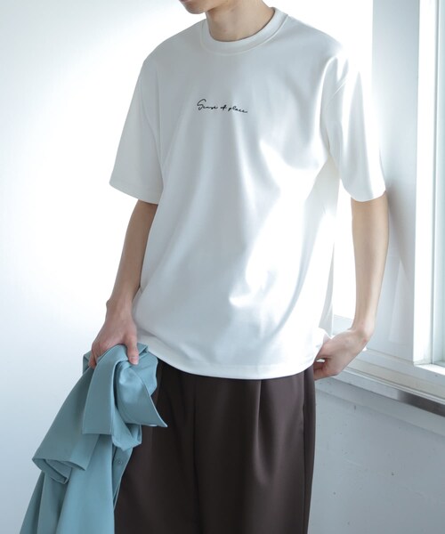 SENSE OF PLACE by URBAN RESEARCH(センスオブプレイスバイアーバンリサーチ)の「シシュウポンチTシャツ(5分袖)(Tシャツ/カットソー・メンズ・BLUE/WHITE/BLACK/GREIGE/OLIVE/L.KHAKI/CHARCOAL・M/L)」の13枚目の写真