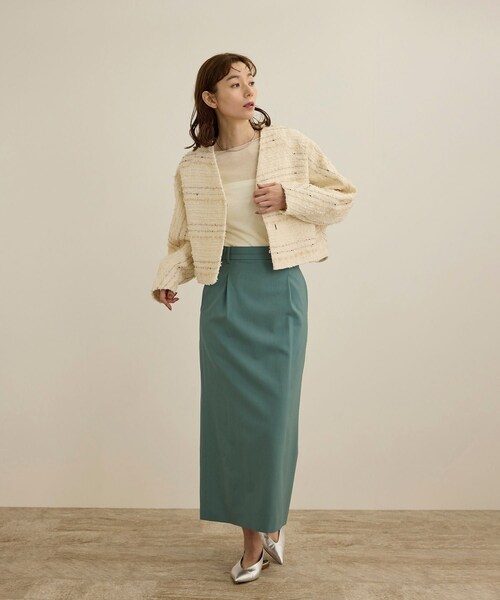 ROPE'(ロペ)の「【COFIL(コフィル)】シアーボートネックカットソー(カーディガン/ボレロ・レディース・ホワイト・F)」の4枚目の写真