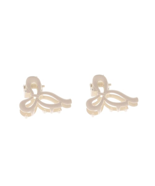 EATME（イートミー）の「リボンミニヘアクリップセット（バレッタ/ヘアクリップ・レディース・アイボリー/シルバー・F）」の3枚目の写真