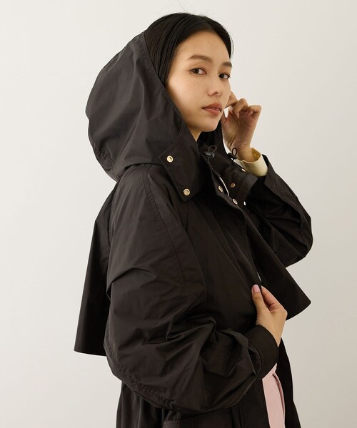 ROPE'(ロペ)の「【撥水】タフタフーデッドロング丈スプリングコート(マウンテンパーカー・レディース・ダークブラウン・F)」の10枚目の写真