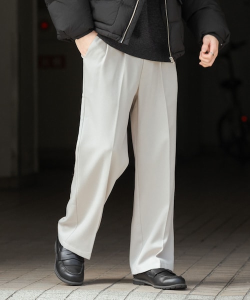 SENSE OF PLACE by URBAN RESEARCH(センスオブプレイスバイアーバンリサーチ)の「ウールライクダブルタックワイドパンツ(その他パンツ・メンズ・BLACK/CHARCOAL/GREIGE/D.NAVY・S/M/L)」の3枚目の写真