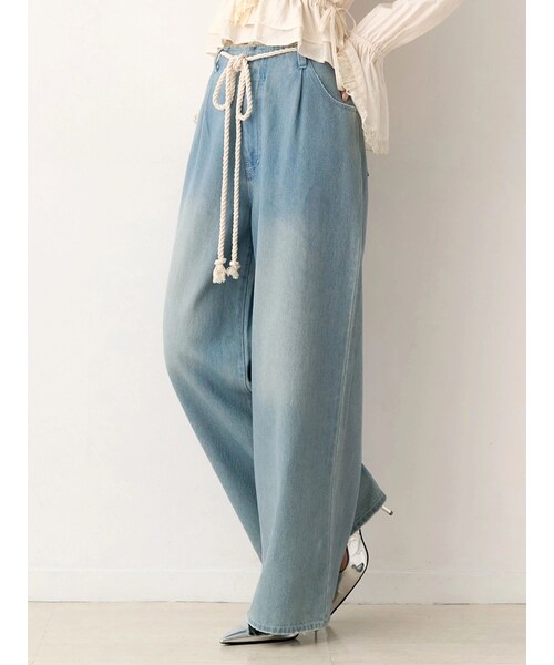 CALNAMUR（カルナムール）の「ウエストフリンジデニムパンツ（その他パンツ・レディース・ピンク/ブルー・F/S/M）」の12枚目の写真